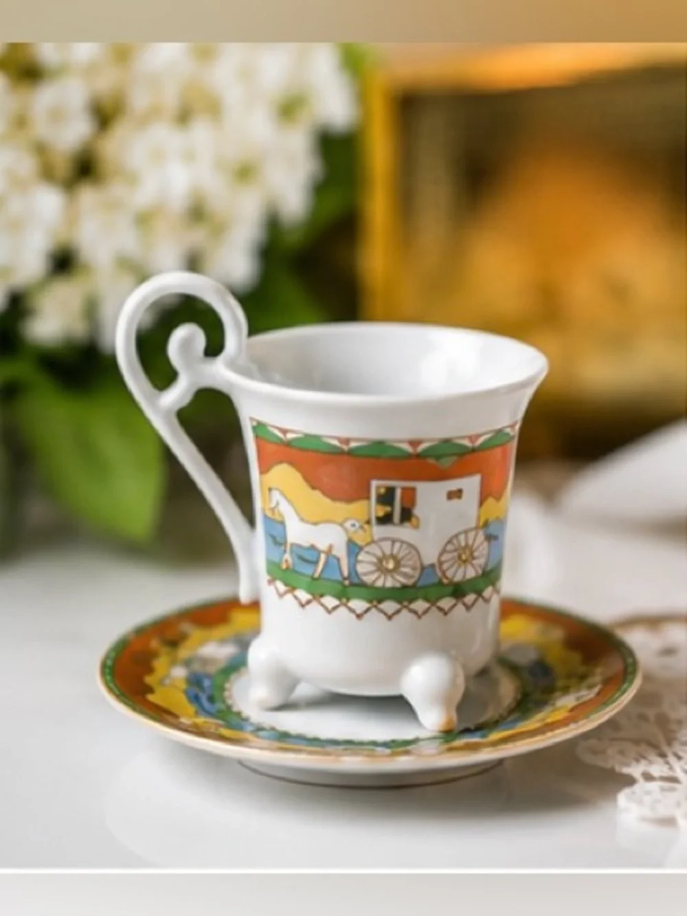 Vintage Horse Carriage Mini Tea Set Rare Southern Charm